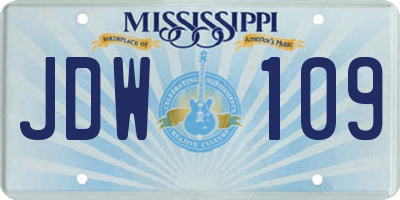 MS license plate JDW109