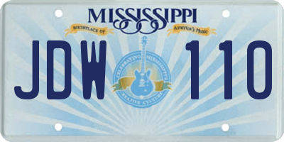 MS license plate JDW110