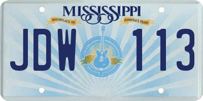 MS license plate JDW113