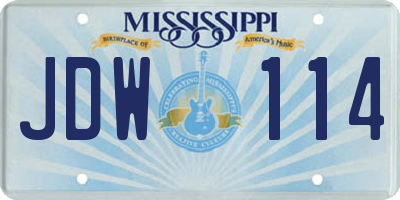 MS license plate JDW114