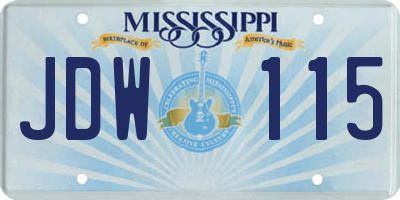 MS license plate JDW115