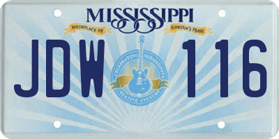 MS license plate JDW116
