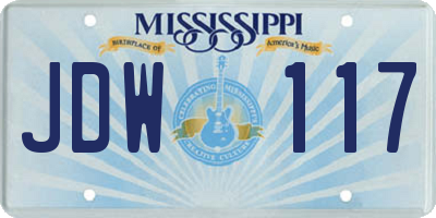 MS license plate JDW117