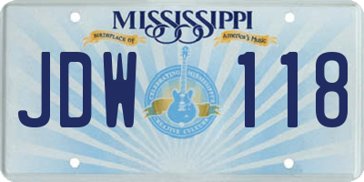 MS license plate JDW118
