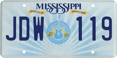 MS license plate JDW119