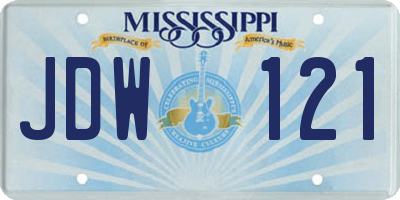 MS license plate JDW121