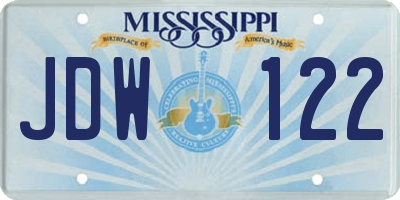 MS license plate JDW122