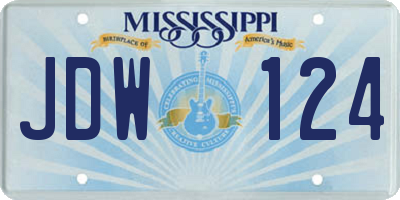 MS license plate JDW124