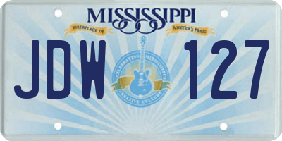 MS license plate JDW127