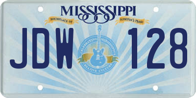 MS license plate JDW128