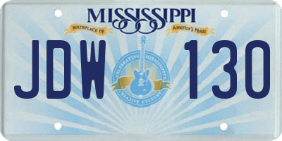 MS license plate JDW130