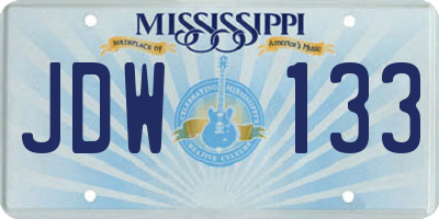 MS license plate JDW133