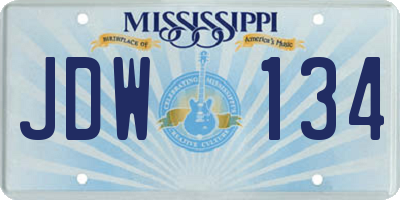 MS license plate JDW134
