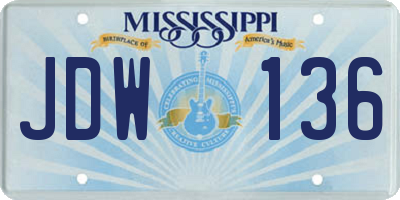 MS license plate JDW136