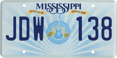 MS license plate JDW138
