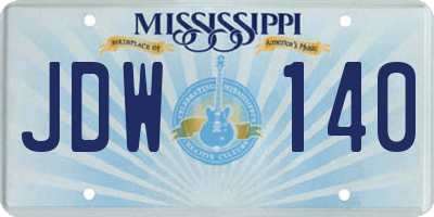 MS license plate JDW140