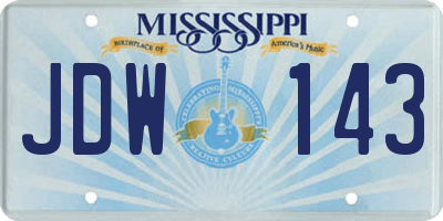 MS license plate JDW143