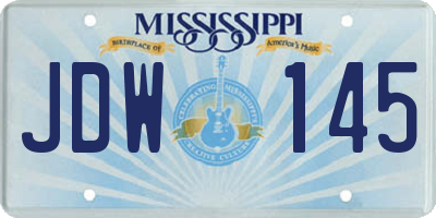 MS license plate JDW145