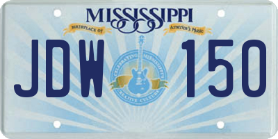 MS license plate JDW150