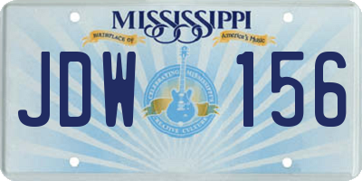 MS license plate JDW156