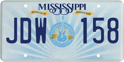 MS license plate JDW158