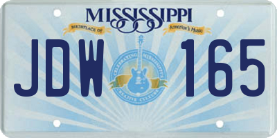 MS license plate JDW165