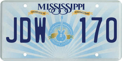 MS license plate JDW170