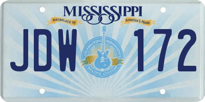 MS license plate JDW172