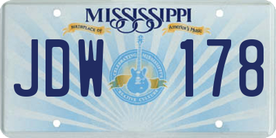MS license plate JDW178