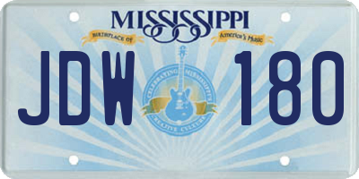 MS license plate JDW180