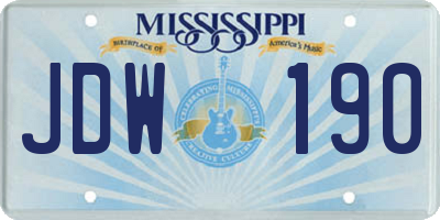 MS license plate JDW190