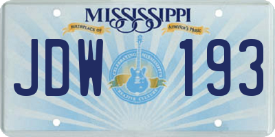 MS license plate JDW193