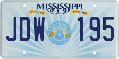 MS license plate JDW195