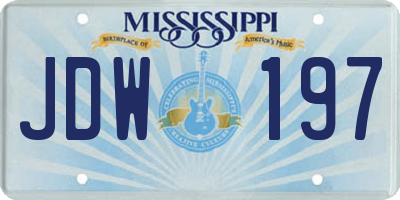 MS license plate JDW197