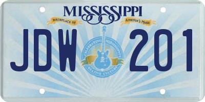 MS license plate JDW201