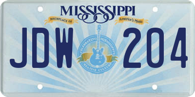 MS license plate JDW204