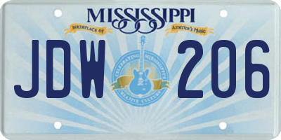 MS license plate JDW206
