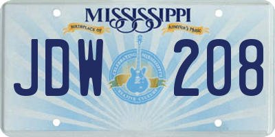MS license plate JDW208