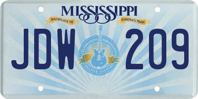 MS license plate JDW209