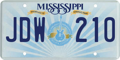 MS license plate JDW210