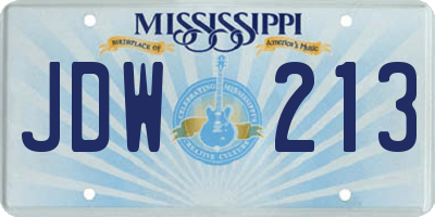 MS license plate JDW213
