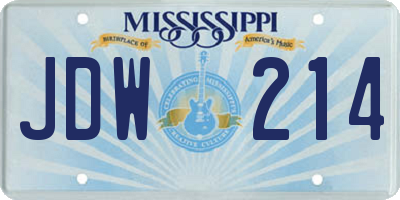 MS license plate JDW214