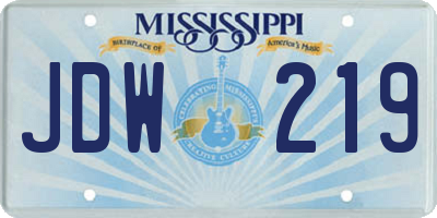 MS license plate JDW219
