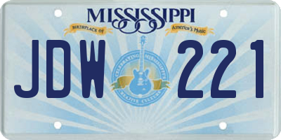 MS license plate JDW221