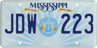 MS license plate JDW223
