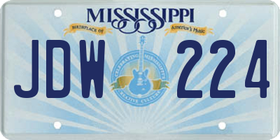 MS license plate JDW224
