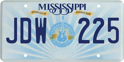 MS license plate JDW225