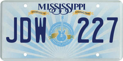 MS license plate JDW227