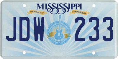 MS license plate JDW233