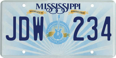 MS license plate JDW234